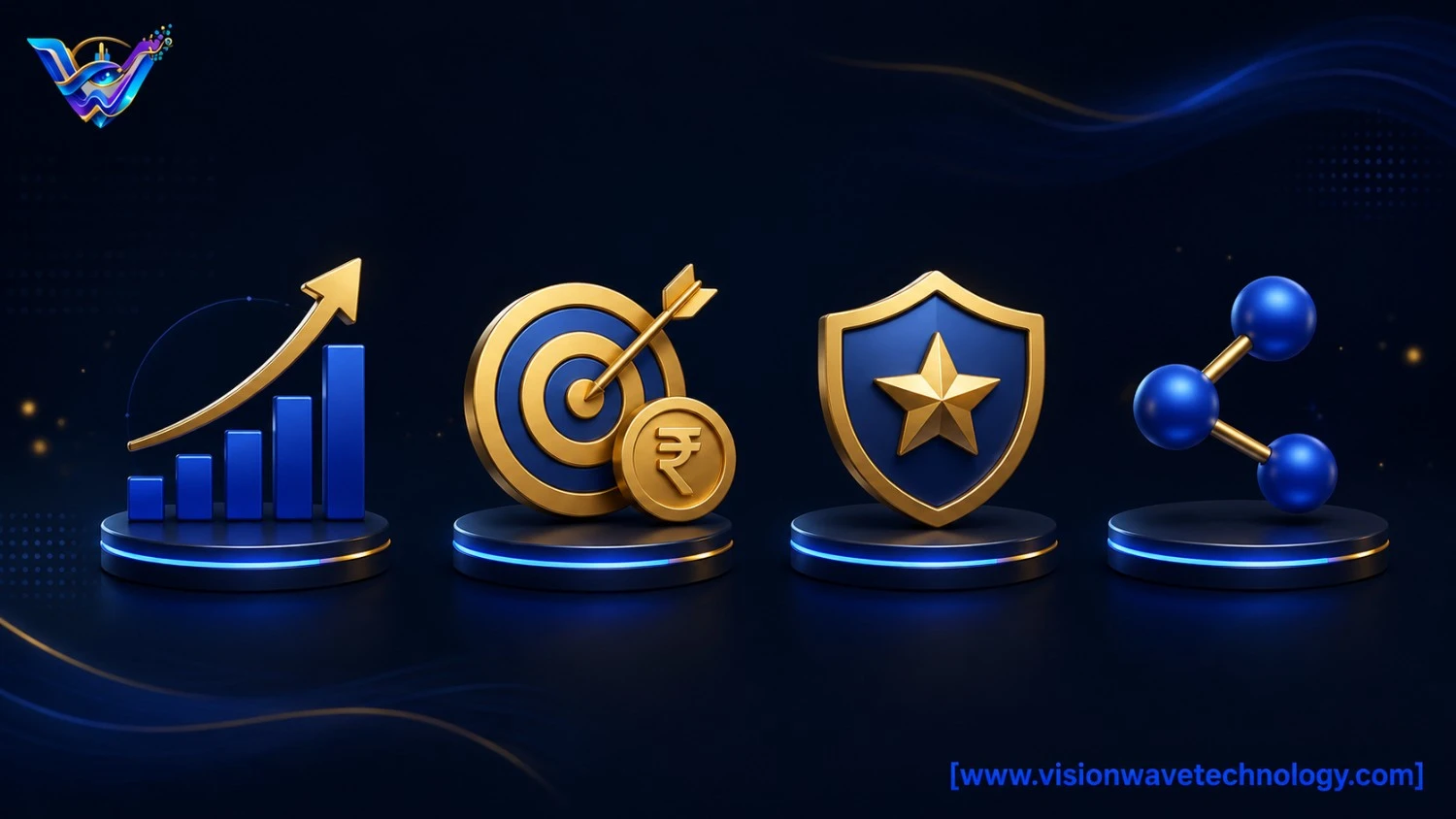 Icons representing ROAS, CPA, ORM and SMO digital marketing metrics